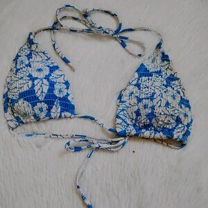 blue floral bikini top